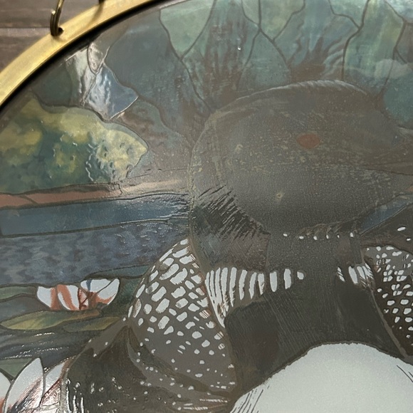 1 Pair Vtg Glassmasters The Loon Stained Glass Light Catcher Wall Hanging Copper - Picture 13 of 16